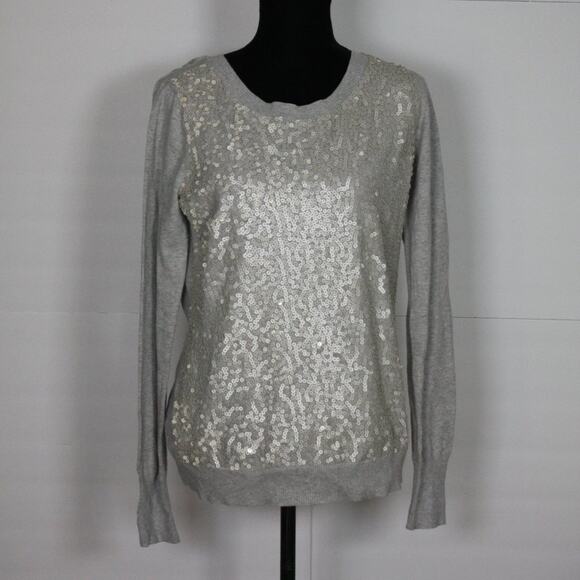 Express Grey Sweater with Silver Sequins Size Large - Picture 4 of 10